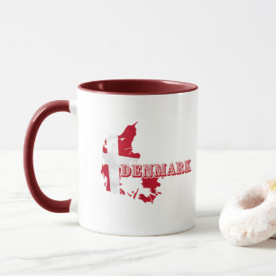 Modern Denmark Danish Letter MAP Flag Souvenir Mug