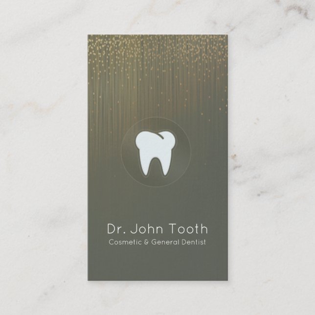 Modern Dental Dentist Appointment Green Gold Business Card (Front)