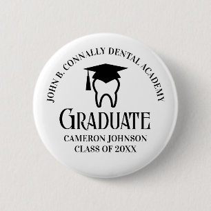 Modern Dental School Custom Graduate Name Tag 2 Inch Round Button