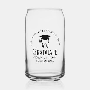 Modern Dental School Graduation Party Personalized Can Glass