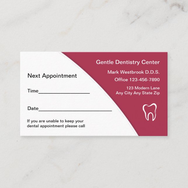Modern Dentist Appointment Business Card Template (Front)