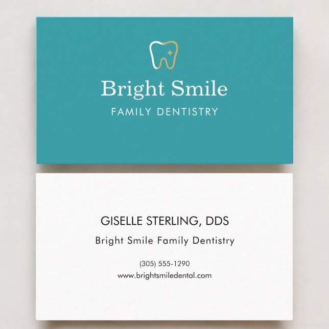 Modern Dentist Office Tooth Icon Business Card (Creator Uploaded)