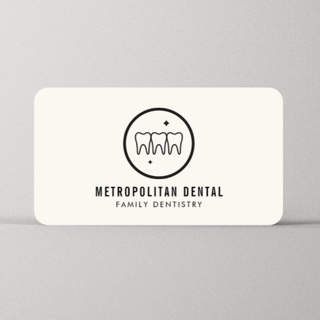 Modern Dentist Teeth Black Logo on Ivory Business Card (Creator Uploaded)