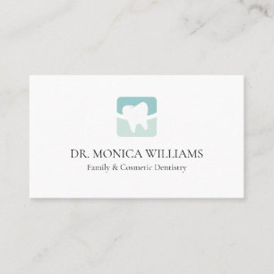 Modern dentist tooth logo light green professional business card