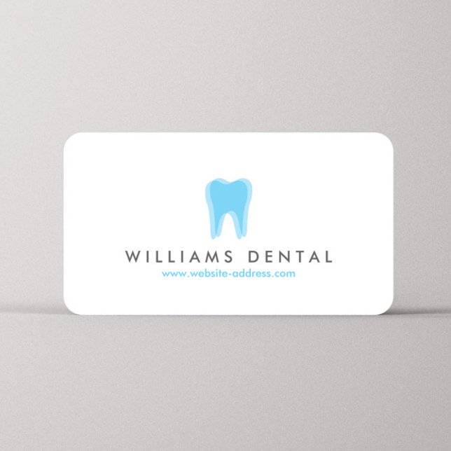 Modern Dentist Tooth Logo on White Business Card (Creator Uploaded)