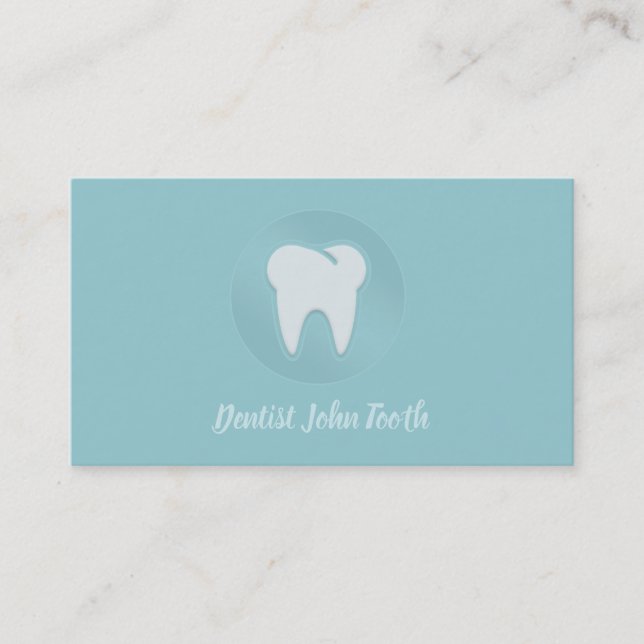 Modern Dentist White Tooth Logo Business Card (Front)