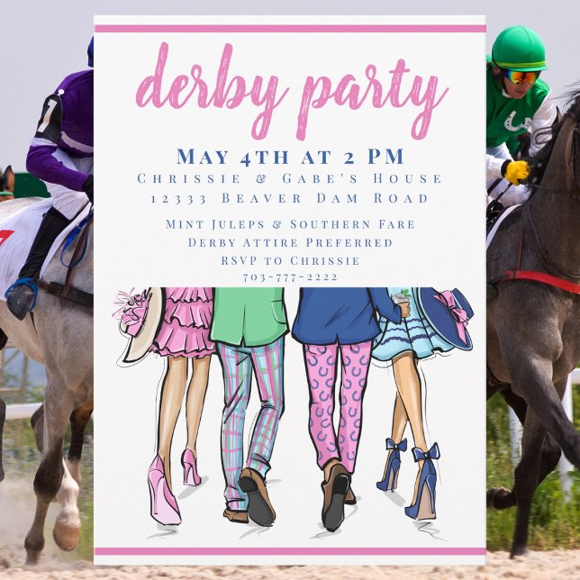 Modern Derby Couples Race Day Party Chic Invitation (Creator Uploaded)