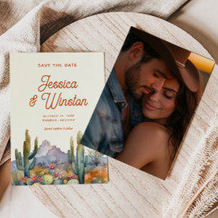 Modern Desert Cactus Photo Save the Date Invitation