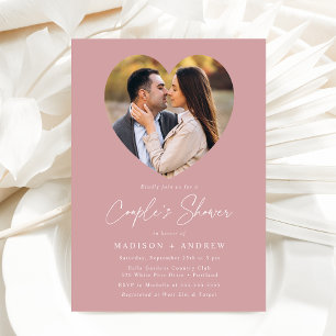 Modern Desert Rose Heart Photo Couple's Shower Invitation