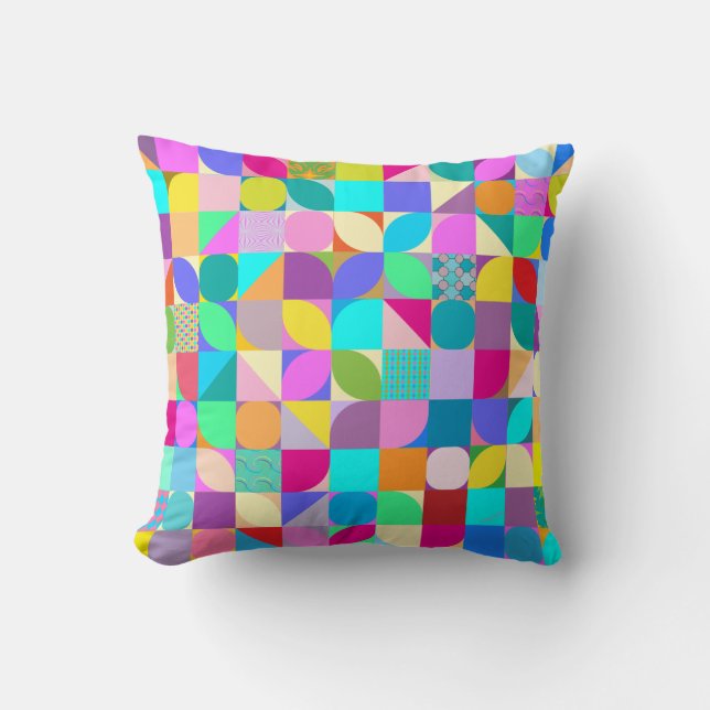 Modern Design Art Colourful Pattern Fun Throw Pillow (Front)
