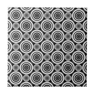 Modern Design Black and White Kaleidoscope Pattern Tile