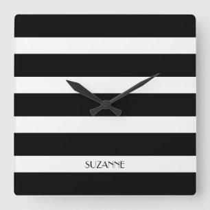 Modern Design Black And White Stripes Pattern Square Wall Clock
