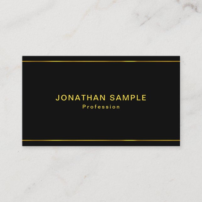 Modern Design Black Gold Template Sophisticated Business Card (Front)