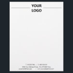 Modern Design Business Letterhead with Logo<br><div class="desc">Custom Simple Black and White Business Office Letterhead with Logo</div>