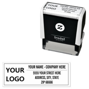 Modern Design Custom Logo Name Address Personalize Self-inking Stamp