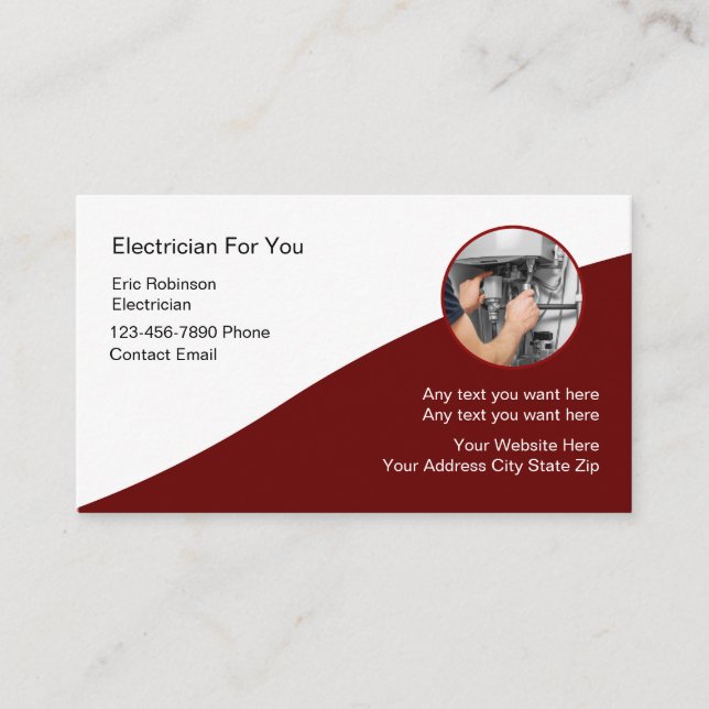 Modern Design Electrician Business Cards (Front)