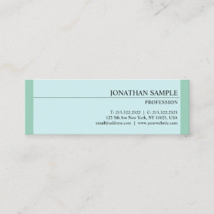 Modern Design Glamourous Elegant Blue Green Plain Mini Business Card