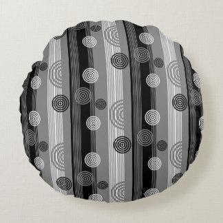 Modern design in Black and White Round Pillow