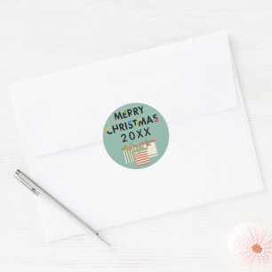 Modern Design Merry Christmas Gift Boxes Sticker