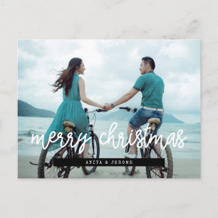 Modern design Merry Christmas photo Postcard