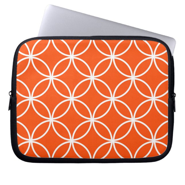 Modern Design Overlapping Circles in Orange Laptop Sleeve (Front)