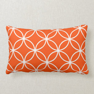 Modern Design Overlapping Circles in Orange Lumbar Pillow