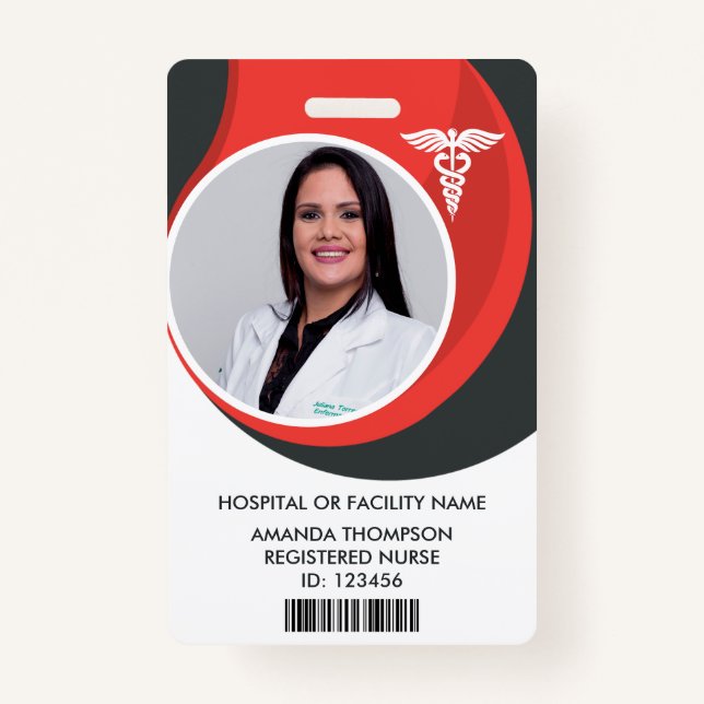 Modern Design Registered Nurse Photo ID Badge (Front)