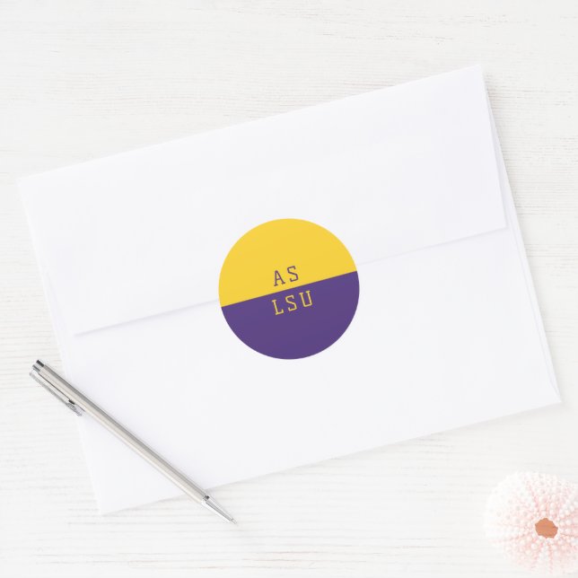 Modern Design School Colours Monogram Envelope Sea Classic Round Sticker (Envelope)
