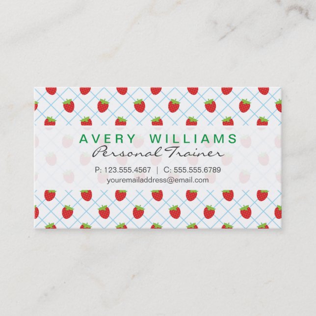Modern Design, Strawberries, Strawberry Business Card (Front)