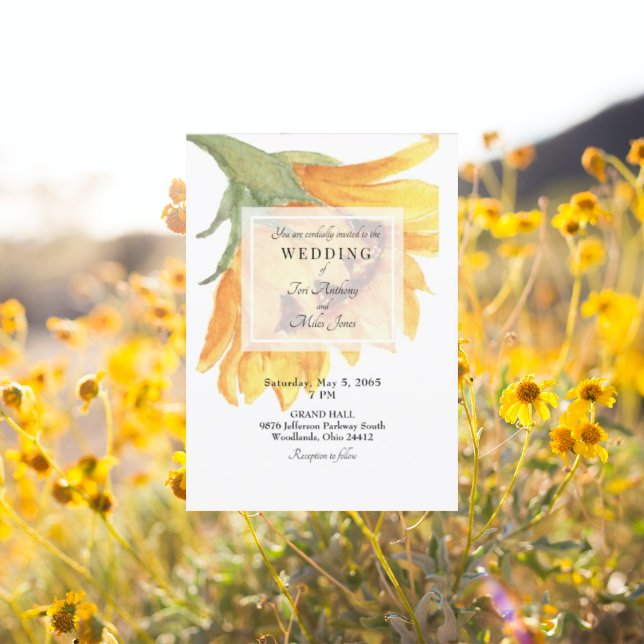 Modern Design Sunflower Floral Wedding Invitation (Creator Uploaded)