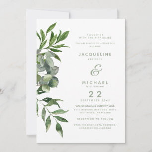 Modern Design Watercolor Foliage Wedding Invitation