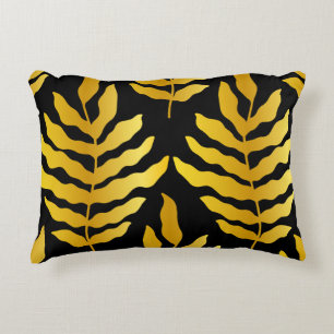 Modern design with leaves. Tropical leaves of gold Accent Pillow