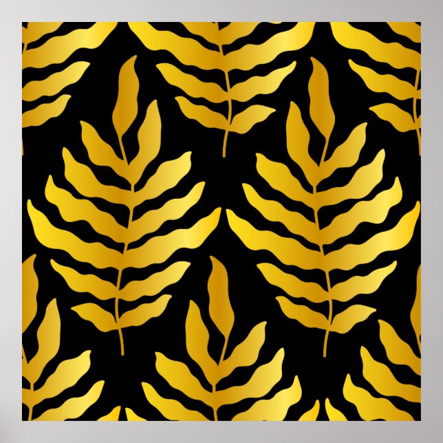 Modern design with leaves. Tropical leaves of gold Poster (Front)