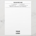 Modern Design Your Business Logo Office Letterhead<br><div class="desc">Your Colour and Font - Custom Simple Black and White Business Office Letterhead with Logo - Add Your Logo - Image / Business Name - Company / Address - Contact Information - Resize and move or remove and add elements / image with customization tool. Good Luck - Be Happy :)...</div>