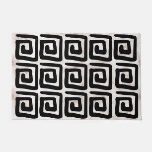 Modern designe meandering lines greek key marble doormat