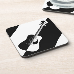 Modern designer black and white guitar coaster