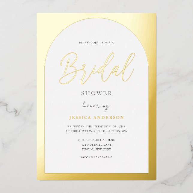 Modern Designer Gold Foil Arch Bridal Shower (Front)