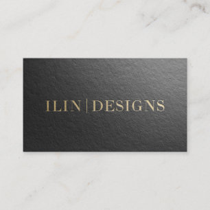 Modern Designer Minimal Black & Gold Embossed Text Business Card