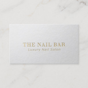 Modern Designer Minimal White & Gold Embossed Text Business Card