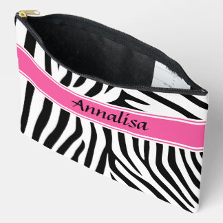 Modern designer personalized zebra stripe Ladies Accessory Pouch