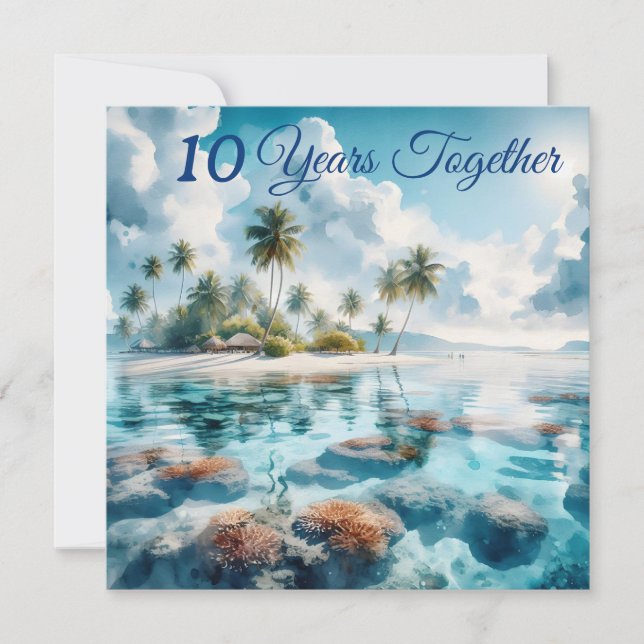 Modern Destination beach Maldives Blue White Coral Card (Front)