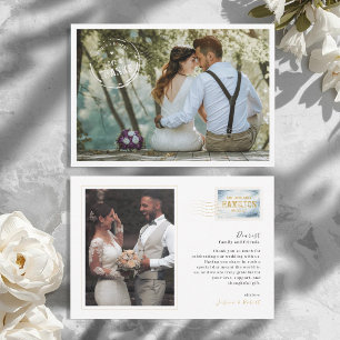 Modern Destination Travel Wedding Thank You Card