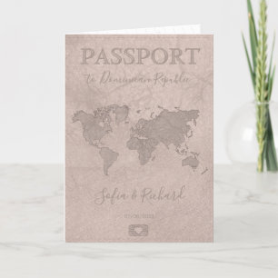 Modern Destination Wedding Passport World Map Invitation
