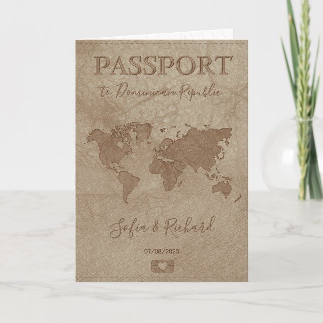 Modern Destination Wedding Passport World Map Invitation (Front)