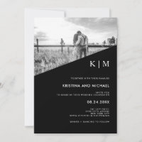 Modern Diagonal Black | Photo Wedding Invitation