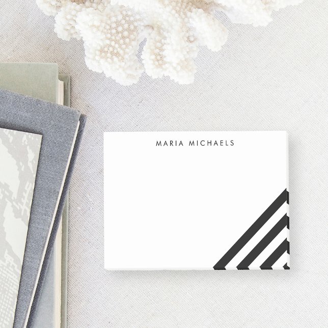 Modern Diagonal Black & White Stripe Post-it Notes (Creator Uploaded)