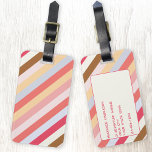 Modern Diagonal Candy Stripe Personalized Luggage Tag<br><div class="desc">Eyecatching modern muted warm toned diagonal striped design with personalized name and address details on the reverse.</div>