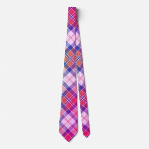 Modern Diagonal Plaid - Red, White and Blue Tie