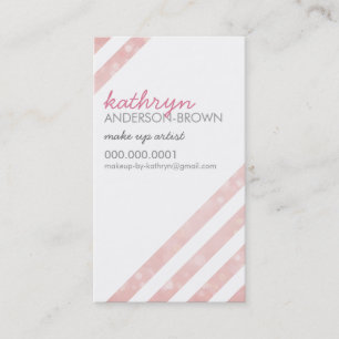 MODERN diagonal striped whimsical bokeh coral Business Card