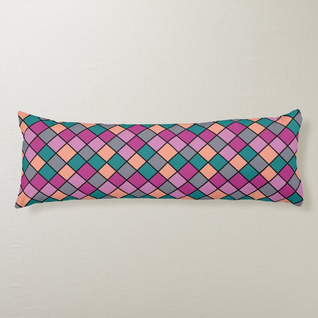 Modern Diagonal Tiles 5 Colors Body Pillow (Front)